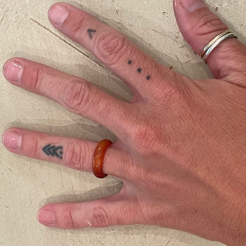 Red Jade or Carnelian carved ring
